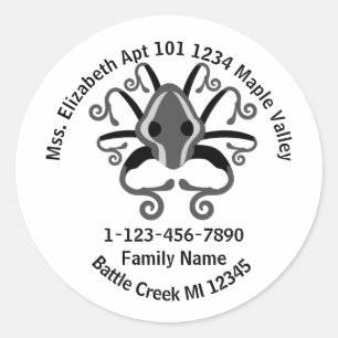 Verloren Squid Family Home Adres Ronde Sticker