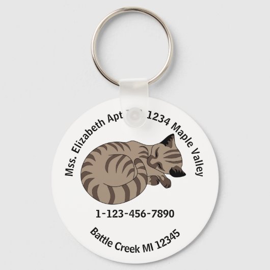 Verloren Tan Tabby Kitten - Contactstartsleutel Sleutelhanger (Voorkant)