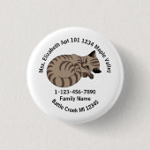 Verloren Tan Tabby Kitten Familie Adres Ronde Button 3,2 Cm (Voorkant)