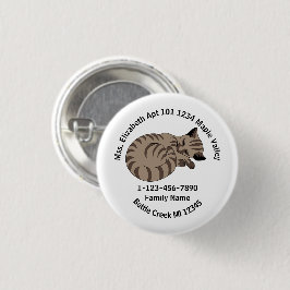 Verloren Tan Tabby Kitten Familie Adres Ronde Button 3,2 Cm