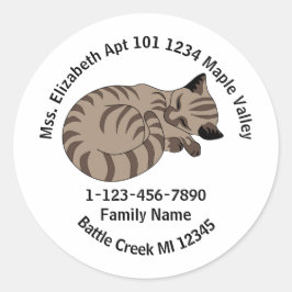 Verloren Tan Tabby Kitten Familie Adres Ronde Sticker