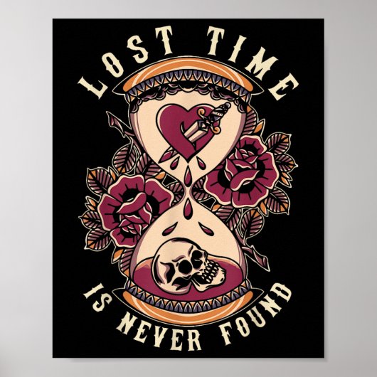 Verloren tijd, Traditioneel, Old School Hourgl Tat Poster (Voorkant)