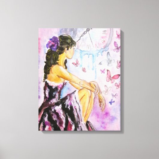 Verloren tijd - Waterverf schilderij Canvas Afdruk (Voorkant)