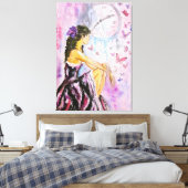 Verloren tijd - Waterverf schilderij Canvas Afdruk (Insitu (Slaapkamer))