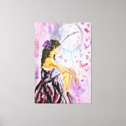 Verloren tijd - Waterverf schilderij Canvas Afdruk (Voorkant)