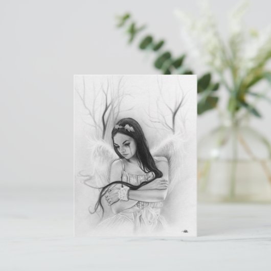 Verloren triest engel emotioneel briefkaart (Staand voorkant)