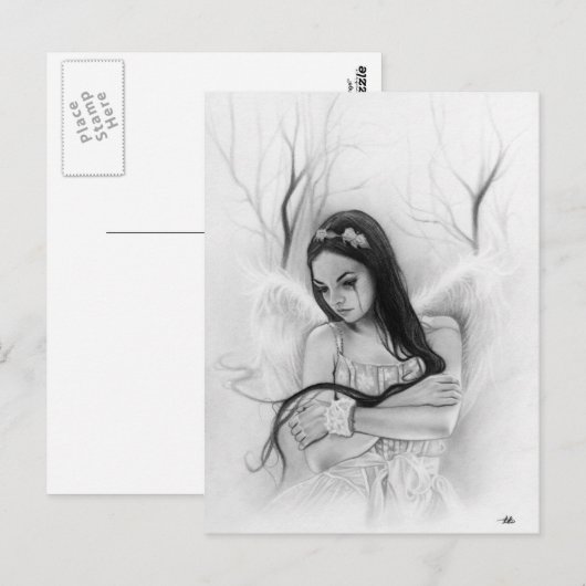 Verloren triest engel emotioneel briefkaart (Voorkant / Achterkant)