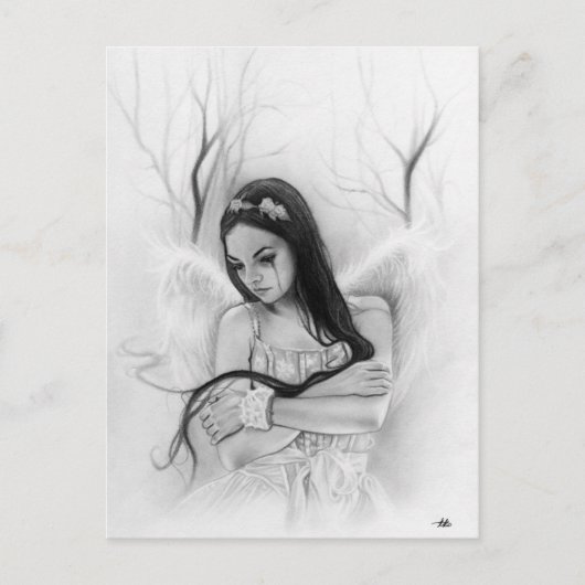 Verloren triest engel emotioneel briefkaart (Voorkant)