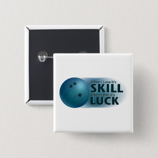 Verloren vaardigheden Win Luck Bowling Blue Vierkante Button 5,1 Cm (Voorkant /achterkant)