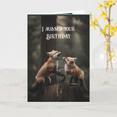 Verloren verjaardag verlate Fun Fox Sake Kaart (Gele Bloem)