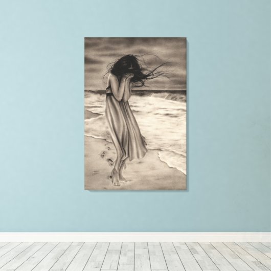 Verloren voetstappen Canvas Print (Insitu (Houten vloer))