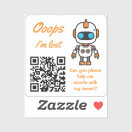 Verloren Voorwerp Retour QR Handige Bot Sticker