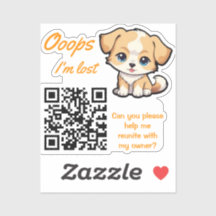 Verloren Voorwerp Retour QR Sticker Schattige Pupp