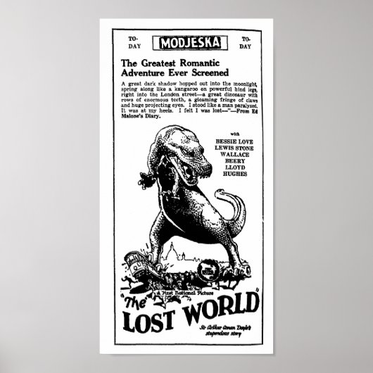 Verloren Wereld 1925 Arthur Conan Doyle roman Poster (Voorkant)