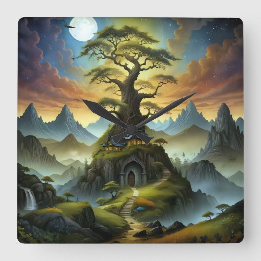 Verloren wereld vierkante klok (Voorkant)