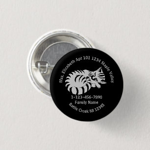 Verloren Wit Tiger Kitten Familie Adres van het Hu Ronde Button 3,2 Cm