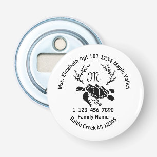 Verloren Zee schildpad geboorteadres Button Flesopener