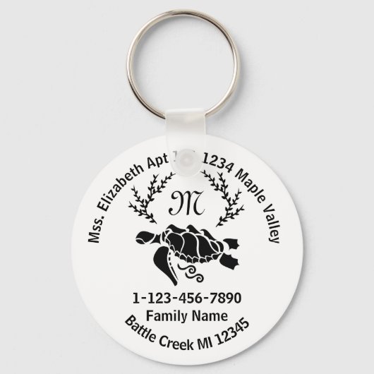 Verloren Zee schildpad geboorteadres Sleutelhanger (Voorkant)