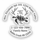 Verloren Zee schildpad geboorteadres Sticker (Voorkant)
