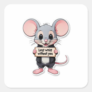 Verloren zonder jou! – Tiny-muissticker Vierkante Sticker