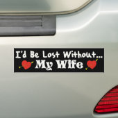 Verloren zonder mijn vrouw bumpersticker (Op auto)