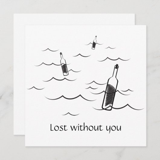 Verloren zonder u modern zwart-wit design feestdagenkaart (Voorkant / Achterkant)