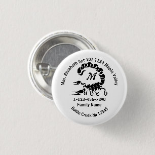 Verloren zwart Scorpion Monogram huisadres Ronde Button 3,2 Cm