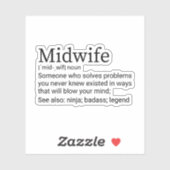 Verloskundige Definitie, Gift voor Verloskundige,  Sticker (Vel)