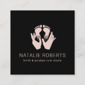 Verloskundige Doula Geboortecoach handen & Baby vo Vierkante Visitekaartje (Voorkant)