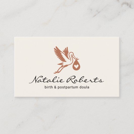 Verloskundige Doula Geboortecoach Stork Logo Visitekaartje (Voorkant)