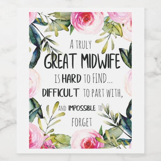 Verloskundige Doula Kantoor Hartelijk dank voor uw Wijn Etiket (Enkel label)