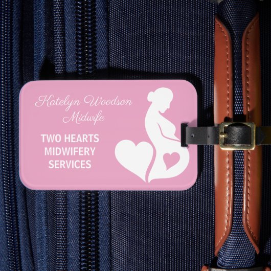 Verloskundige Doula Mooie Zwangerschap Roze Bagagelabel (Voorkant Insitu 4)