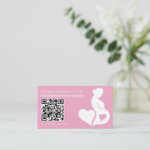 Verloskundige Doula Roze Zwangerschap Silhouet QR  Visitekaartje (Staand voorkant)