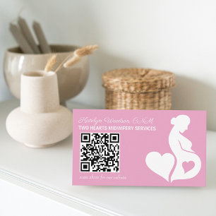Verloskundige Doula Roze Zwangerschap Silhouet QR Visitekaartje