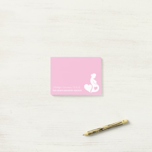Verloskundige Doula Zwangere Vrouw  Roze Aangepast Post-it® Notes (Op bureau)