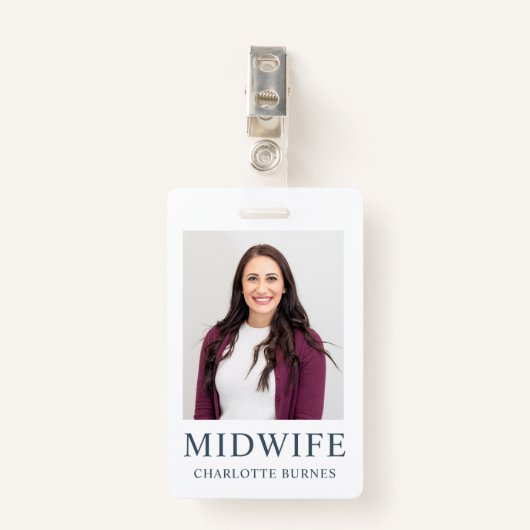 Verloskundige foto badge (Voorkant met clip)