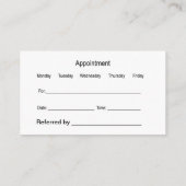 Verloskundige gynaecologie afspraak Visitekaartje (Achterkant)