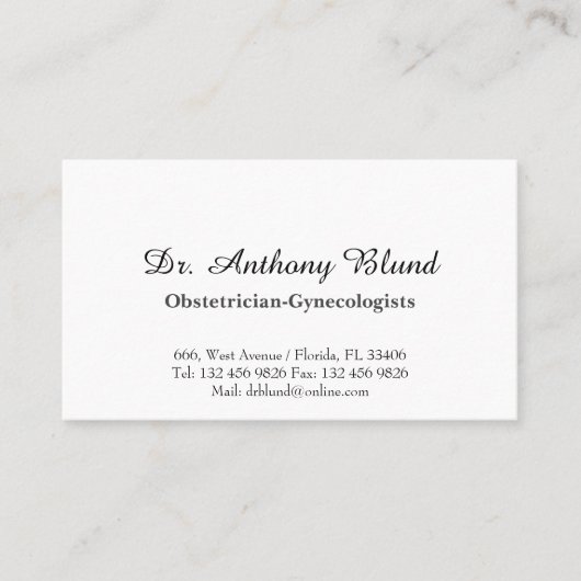 Verloskundige gynaecoloog OBGYN Visitekaartje (Voorkant)