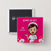 Verloskundige in dienst, Button op het plein (Voorkant /achterkant)