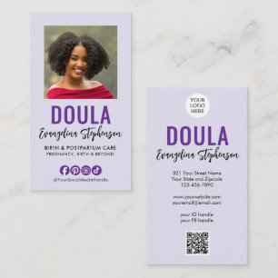 Verloskundige LILAC Script Logo QR Code Foto DOULA Visitekaartje