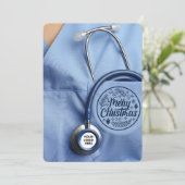 Verloskundige Medische Stethoscoop Aangepaste Logo Feestdagenkaart (Staand voorkant)