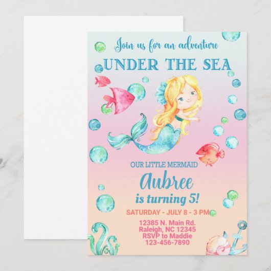 Verloskundige meisjesverjaardagsuitnodiging, onder kaart (Voorkant / Achterkant)