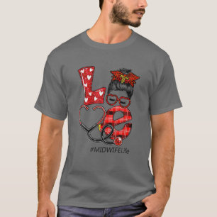 Verloskundige Nurse Play Leopard Love Heart Messin T-shirt