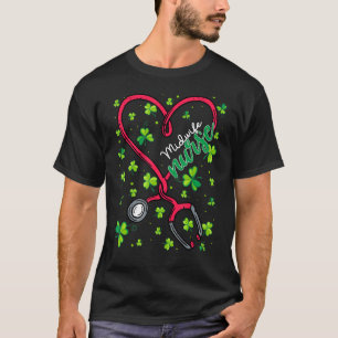 Verloskundige Nurse St. Patricks Day Love Stethosc T-shirt