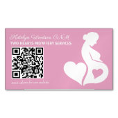 Verloskundige of Doula Roze Zwangerschap OBGYN QR  Magnetisch Visitekaartje (Voorkant)