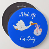 Verloskundige op Duty Bird met Baby Blue en White Ronde Button 6,0 Cm (Voorkant /achterkant)