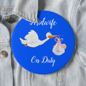 Verloskundige op Duty Bird met Baby Blue en White Ronde Button 6,0 Cm (In situ)