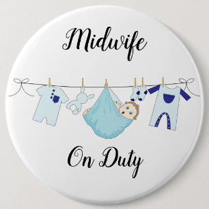 Verloskundige op Duty Blue Colossal, 6-inch ronde Button 6,0 Cm