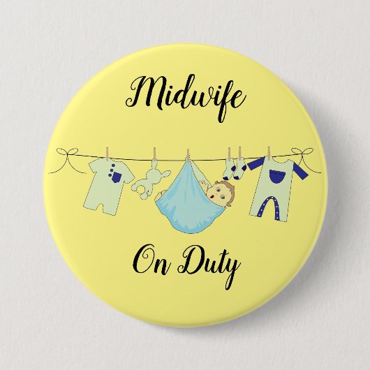 Verloskundige op Duty Blue Large, 3-inch Button (Voorkant)