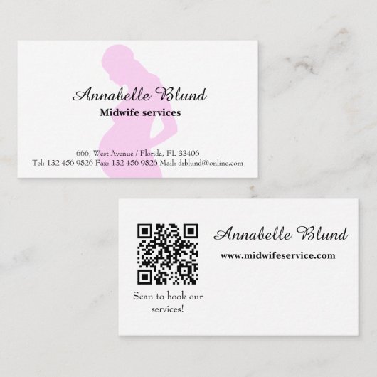 Verloskundige QR-code professioneel Visitekaartje (Voorkant / Achterkant)